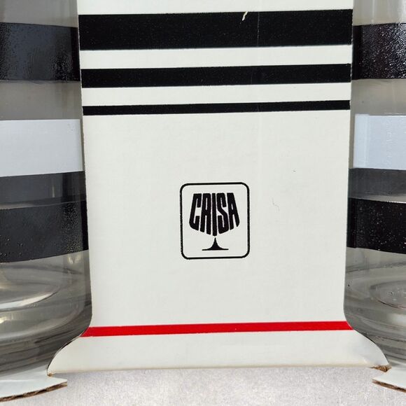 Vintage Crisa Clearly Glassware 16oz Striped Tumblers Set of 4 w/ Box Libbey - Picture 8 of 10